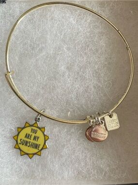 Alex and Ani Gold-Tone Bangle with Yellow Sun Charm
